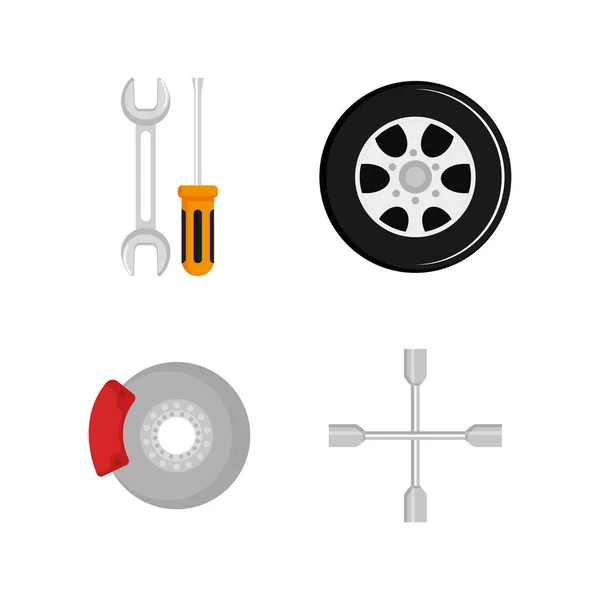 Mechaniker Service Set Symbole — Stockvektor