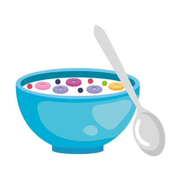 Πιάτο δημητριακά με κουτάλι — Διανυσματικό Αρχείο