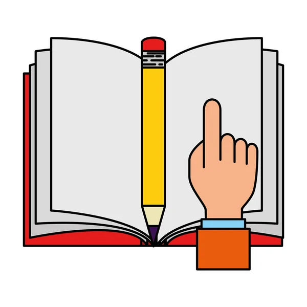 Text book with pencil — Stock Vector