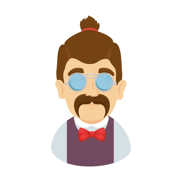 Hombre hipster con bigote y gafas — Archivo Imágenes Vectoriales