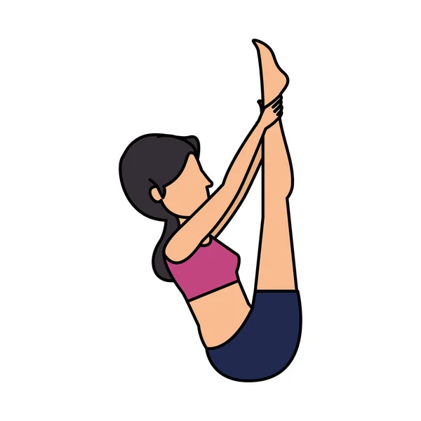 Kvinnan öva Yoga Position — Stock vektor