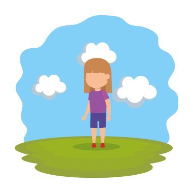 güzel küçük bir kız parkta