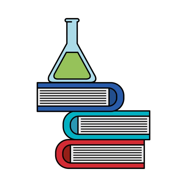 Prueba de tubo con libros de pila — Vector de stock