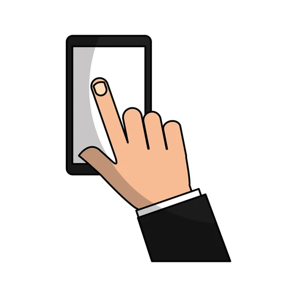 Hand human with smartphone icon — Stock Vector