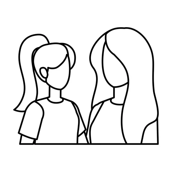 Couple filles avatars personnages — Image vectorielle