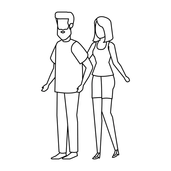 Icônes de personnages avatar couple — Image vectorielle