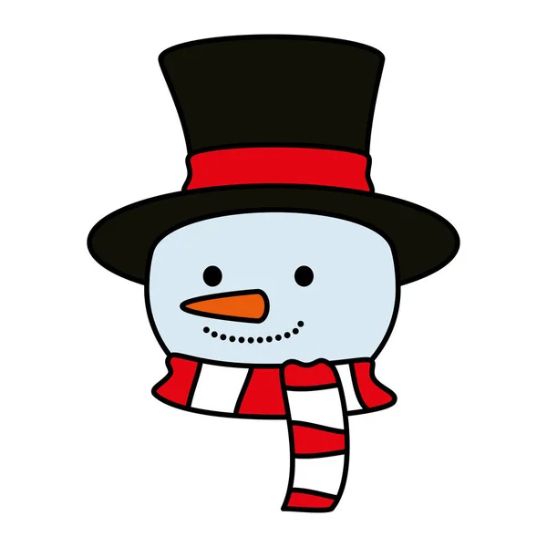 Χαριτωμένο χιονάνθρωπος κεφάλι Χριστούγεννα χαρακτήρα — Διανυσματικό Αρχείο