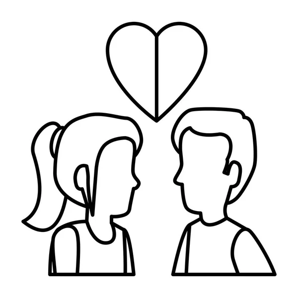 Junges Paar mit Herzensliebe — Stockvektor