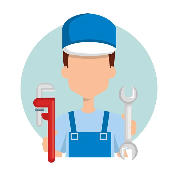 Plumber with tool set — Stock Vector