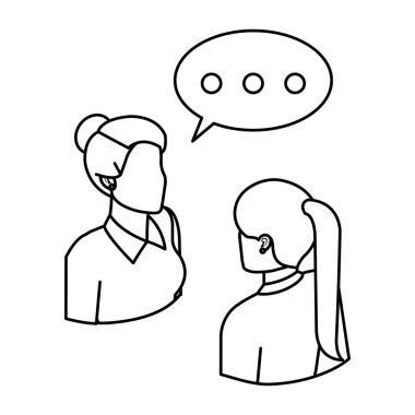 Çift iş kadınları ile konuşma balonu