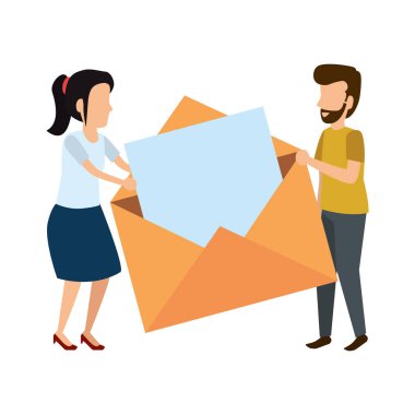 Genç çift zarf posta ile