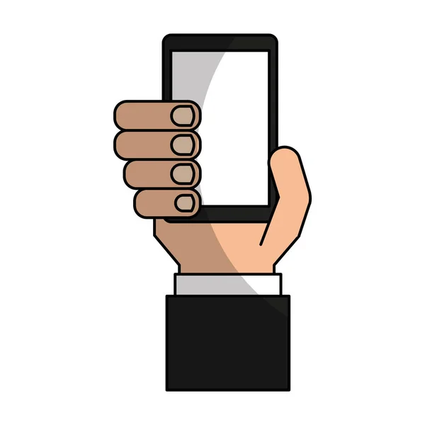 Hand human with smartphone icon — Stock Vector