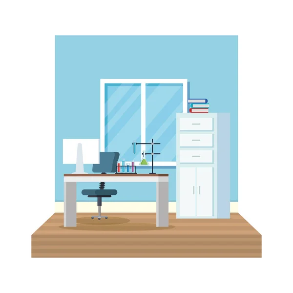 Laboratorio oficina lugar de trabajo escena — Vector de stock