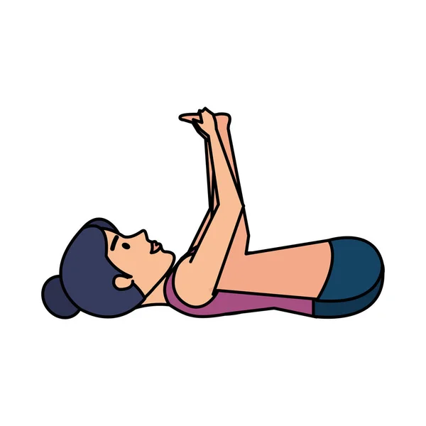 Mujer practicando Yoga Posición — Vector de stock