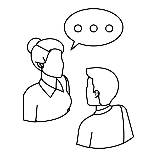 Business couple talking with speech bubble — Stock Vector