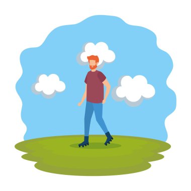 paten parkı ile genç adam