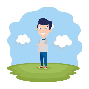 sevimli küçük çocuk parkı üzerinde oynama