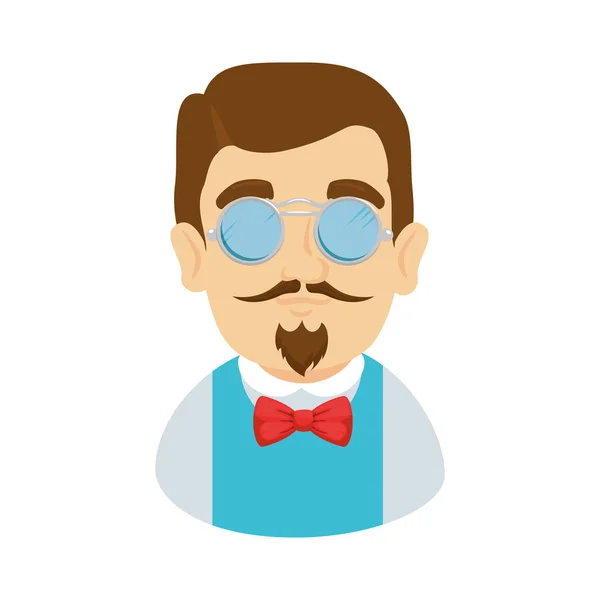 Hombre hipster con bigote y gafas — Archivo Imágenes Vectoriales