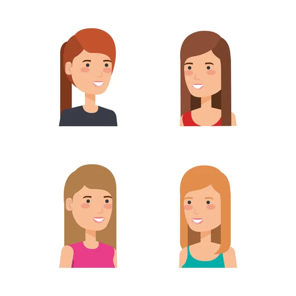 Groupe de femmes avatars personnages — Image vectorielle