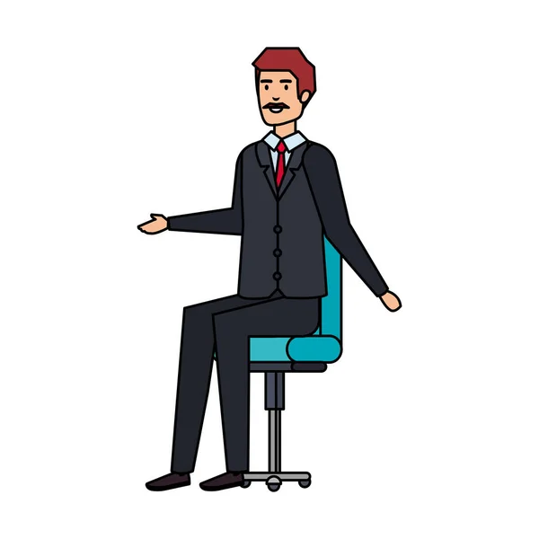 Biznesmen siedzący w fotelu biurowym — Wektor stockowy