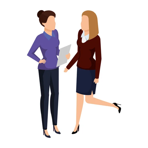 Couple businesswomen avatars characters — Stock Vector