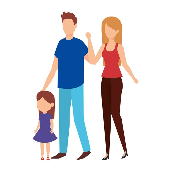 Para rodziców z córką znaków — Wektor stockowy