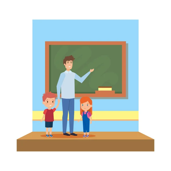 Mężczyzna nauczyciel z dziećmi w klasie — Wektor stockowy