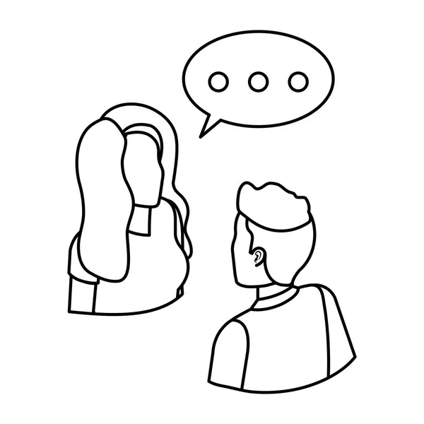 Επαγγελματίες ζευγάρι συζητάει με συννεφάκι ομιλίας — Διανυσματικό Αρχείο