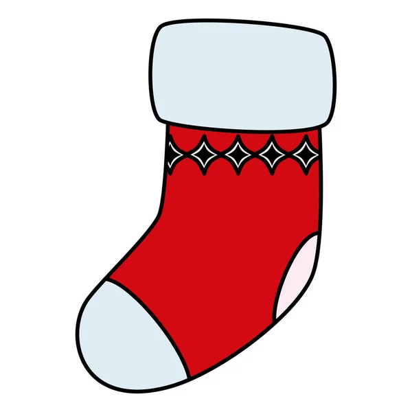 Christmas sock decorative icon — Stock Vector