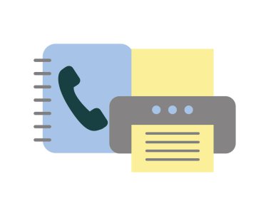 Yazıcı izole simgesi ile telefon rehberi