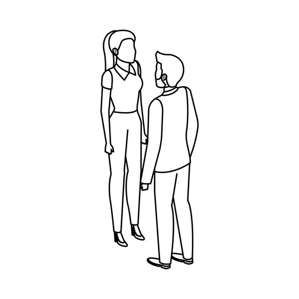 Couple d'affaires avatars parler personnages — Image vectorielle