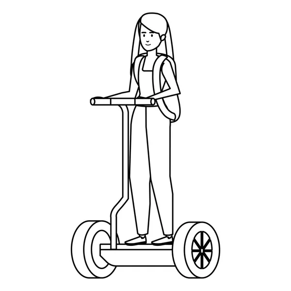 Mladá žena v skládací e-scooter — Stockový vektor
