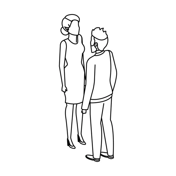 Couple d'affaires avatars parler personnages — Image vectorielle