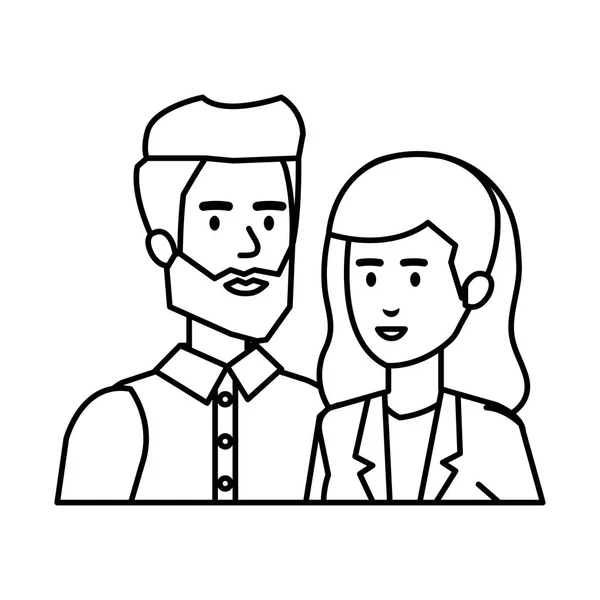 Negocio pareja avatares caracteres — Vector de stock