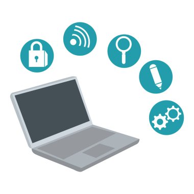 laptop ile Sosyal Medya simgeler