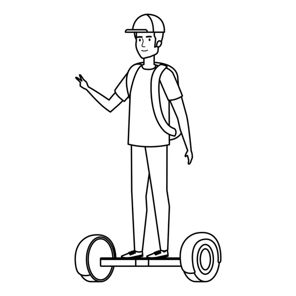 Mladý muž v hoverboard elektrické — Stockový vektor