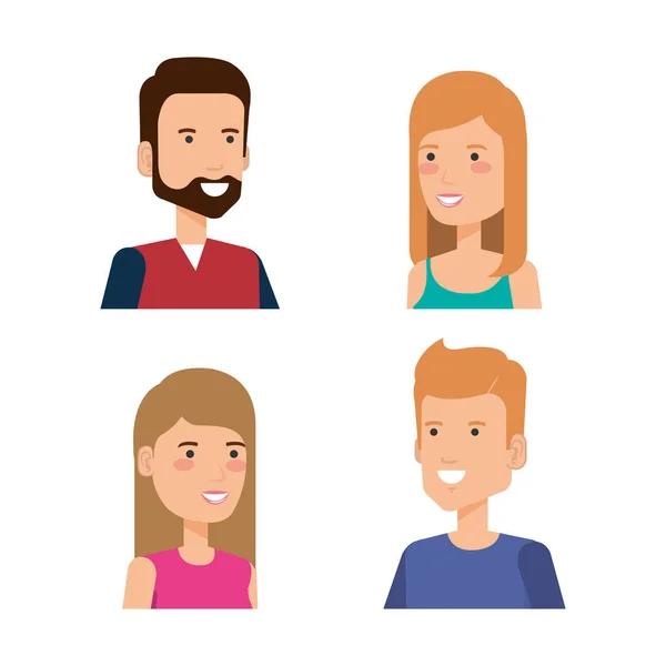 Grup insan karakter avatarları — Stok Vektör