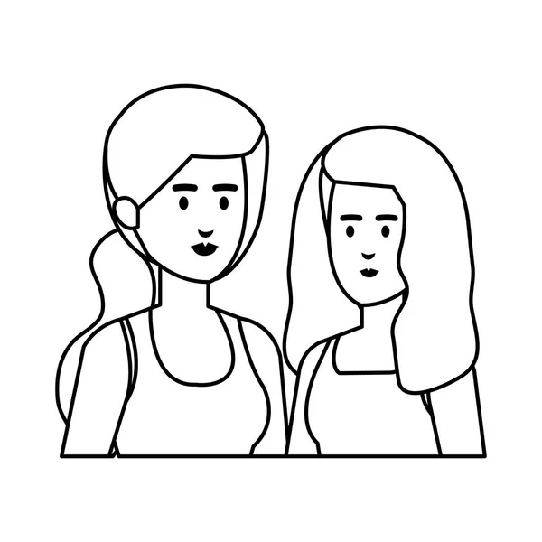 Coppia ragazze avatar personaggi — Vettoriale Stock