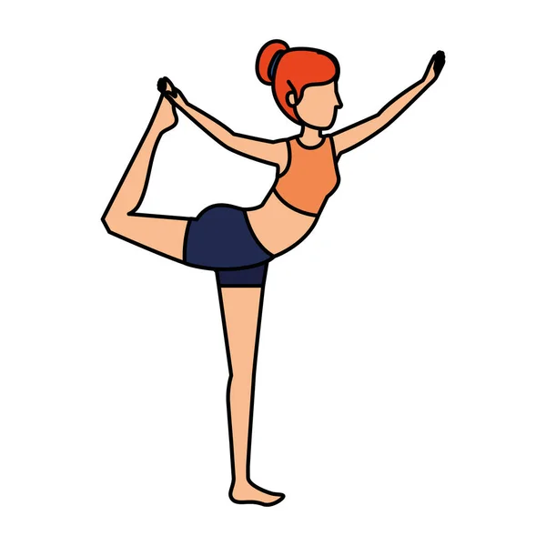 Frau praktiziert Yoga-Stellung — Stockvektor