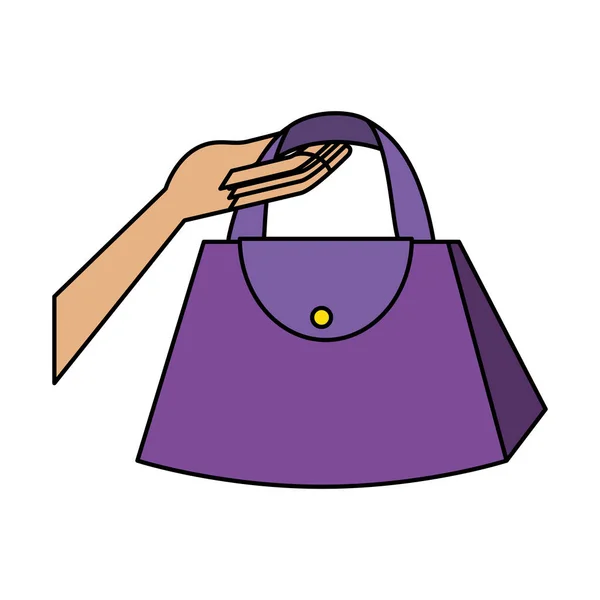 Mão levantando moda feminina bolsa — Vetor de Stock