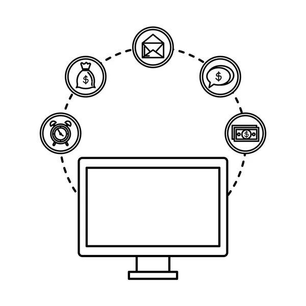 Desktop con icone aziendali — Vettoriale Stock