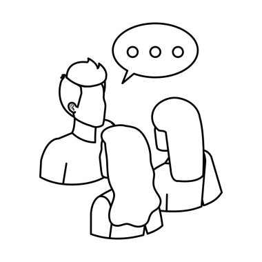 bir grup insan konuşma balonu avatarları ile