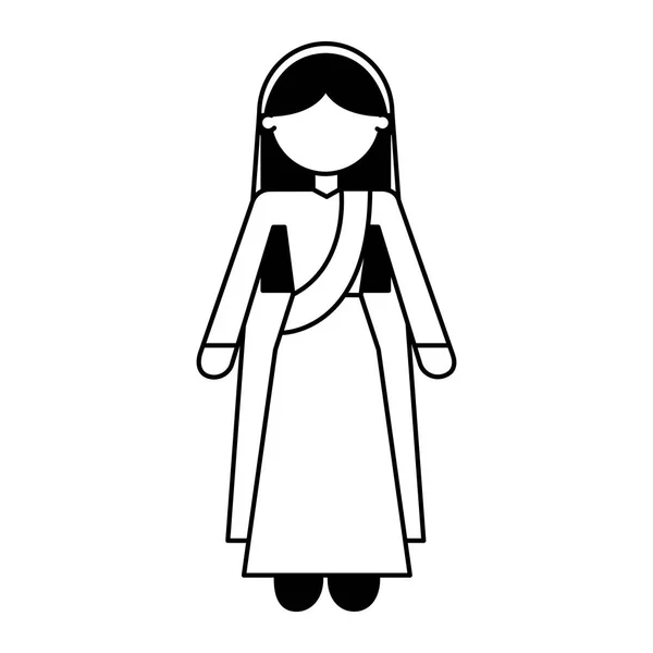 Mujer india carácter avatar — Vector de stock