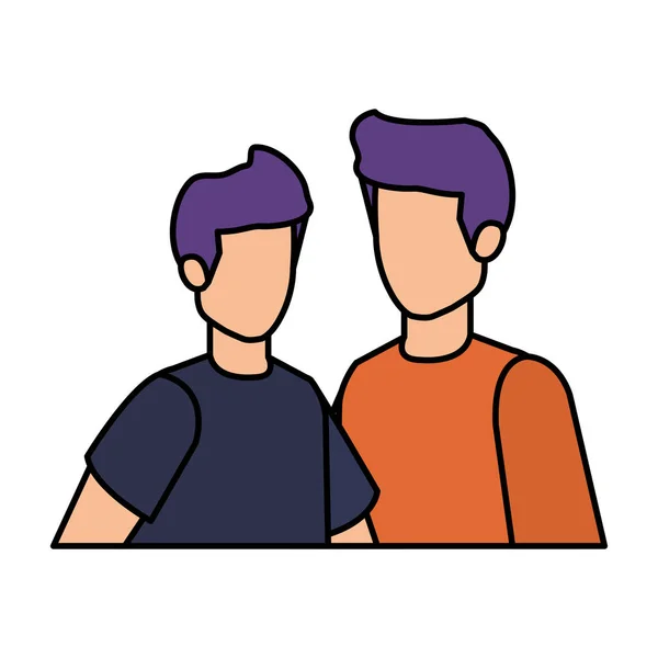 Jovem e casual casal homens personagens —  Vetores de Stock