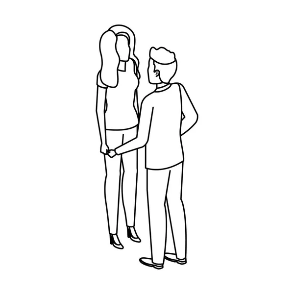 Couple d'affaires avatars parler personnages — Image vectorielle