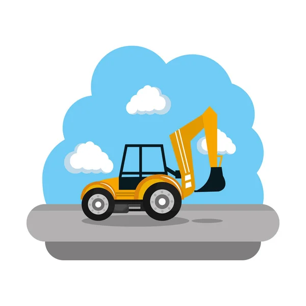 Construction bulldozer vehicle icon — Stock Vector