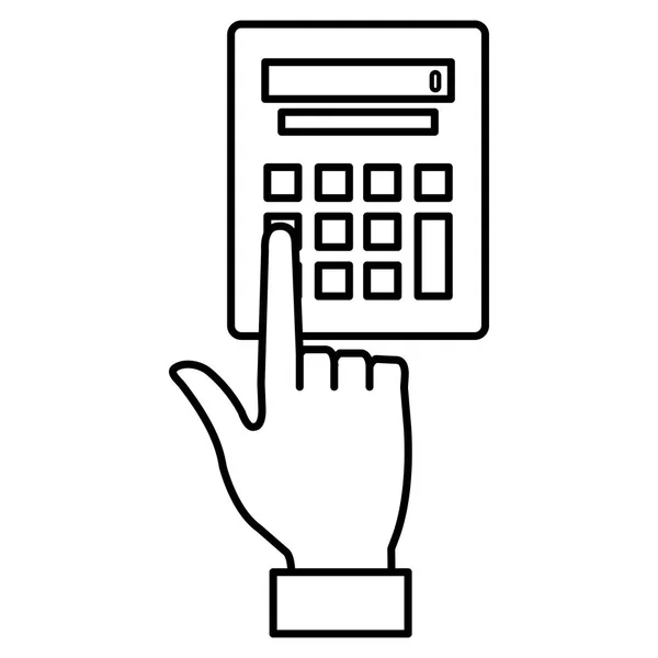 Mão usando o dispositivo de calculadora — Vetor de Stock