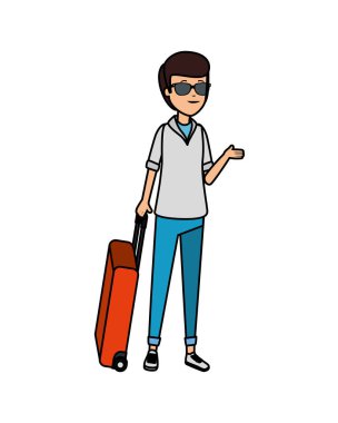 bavul karakter olan turist adam