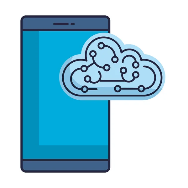 回路とスマート フォンとクラウド コンピューティング サーバー — ストックベクタ