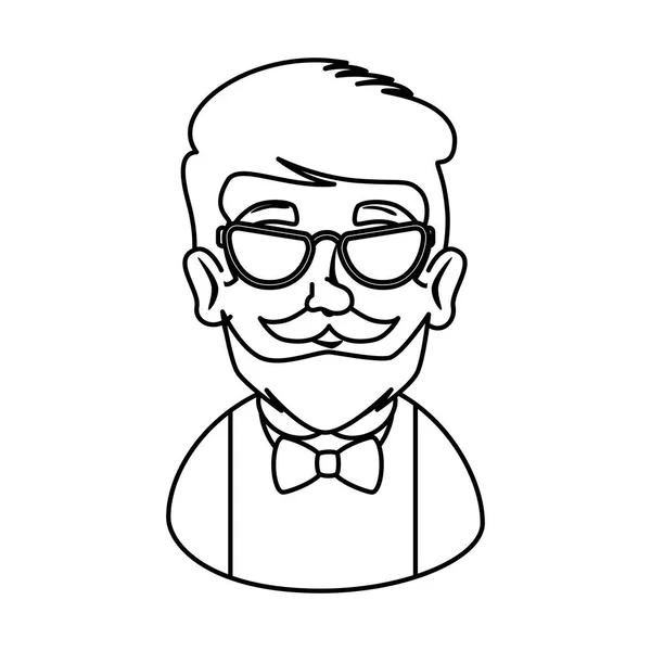 Людина хіпстер з вусами і окулярами — стоковий вектор